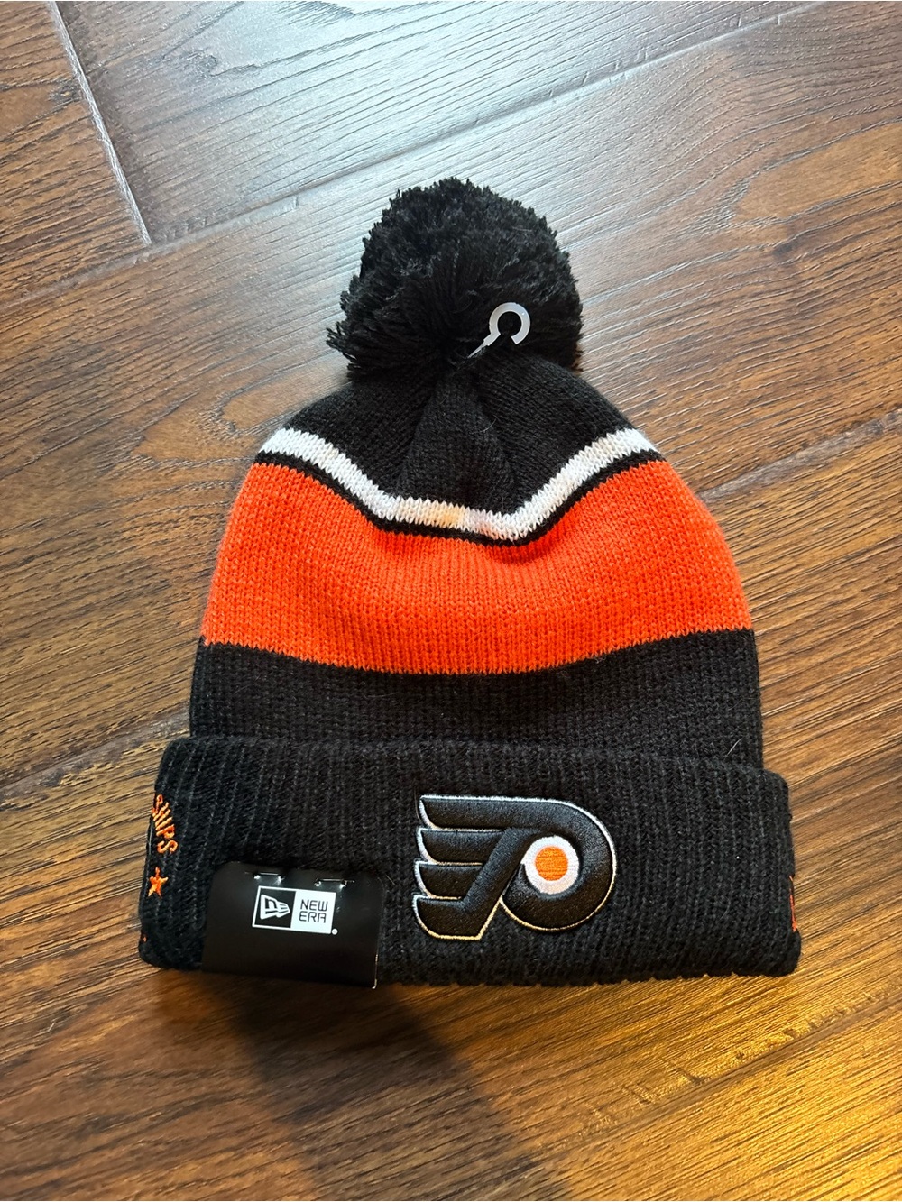 New Era Philadelphia Flyers Black, Orange & White Pom Cuffed Beanie